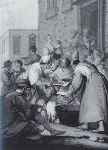 Charity: Capuchin Monks Feeding The Poor Oil Painting by Pietro Fabris