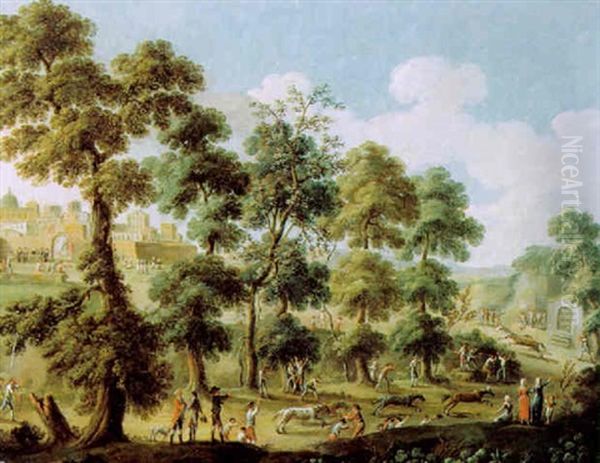 Ein Hunderennen Vor Der Koniglichen Residenz Caserta Bei Neapel Oil Painting by Pietro Fabris