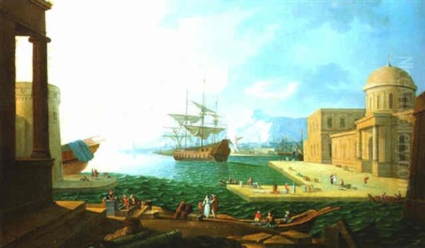 Vue De L'entree D'un Port Mediterraneen Oil Painting by Pietro Fabris