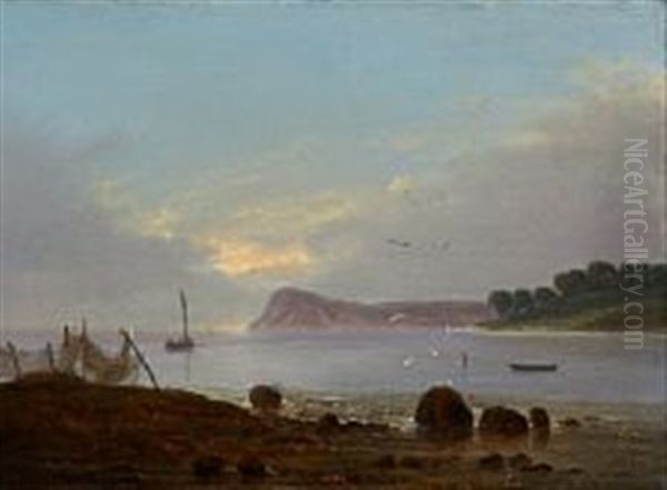 A Coastal Scene In The Evening Oil Painting by Frederik Michael Ernst Fabritius de Tengnagel