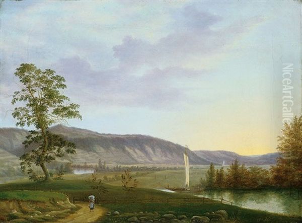 Blick Auf Die Elbe Von Cosels Garten Bei Dresden Oil Painting by Frederik Michael Ernst Fabritius de Tengnagel