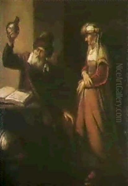 L'alchimiste Et Sa Femme Oil Painting by Carel Fabritius