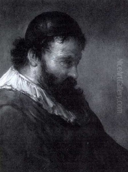 Portrait Of A Bearded Man Wearing A Cap Oil Painting by Carel Fabritius