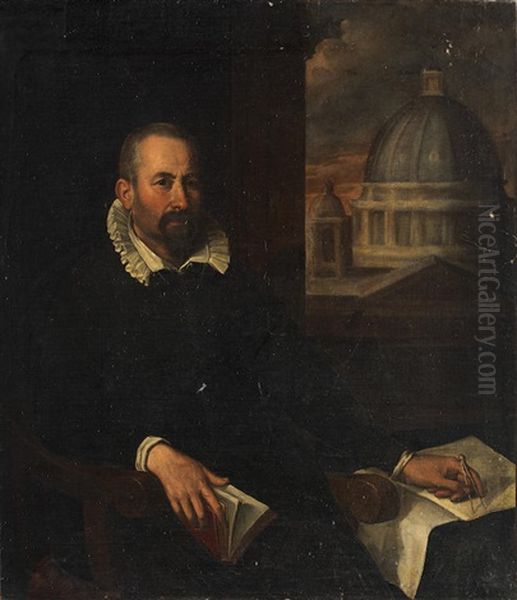 Portrait Of The Architect, Domenico Fontana (1543-1607) Oil Painting by Pietro Facchetti