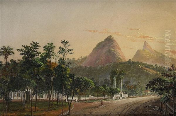 A View Of Rio De Janeiro From Barrio Cosme Velho Oil Painting by Nicolau Antonio Facchinetti