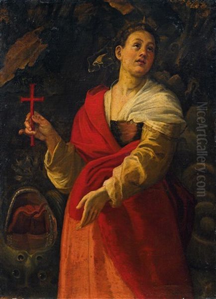 Saint Margaret Of Antioch Oil Painting by Pietro Faccini