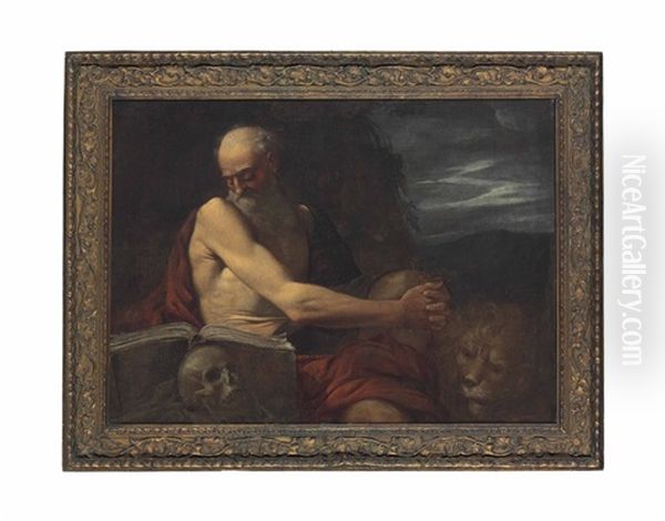 Saint Jerome In The Wilderness Oil Painting by Pietro Faccini