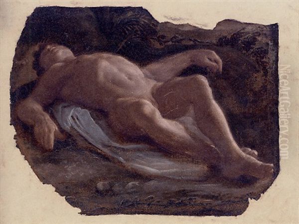 A Reclining Nude Transfixed By An Arrow, For A Saint Sebastian Oil Painting by Pietro Faccini