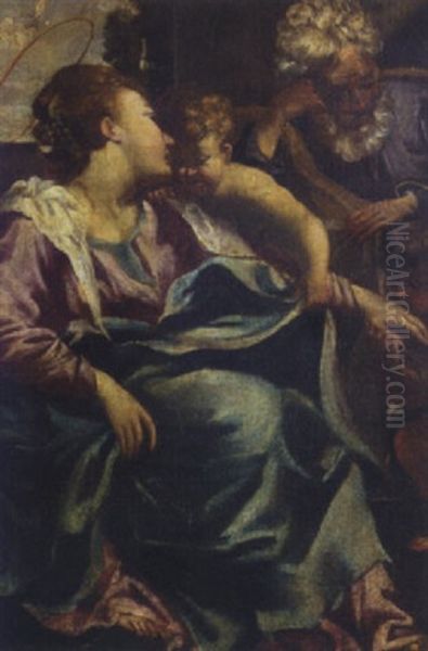 The Holy Family With Saint John The Baptist Oil Painting by Pietro Faccini