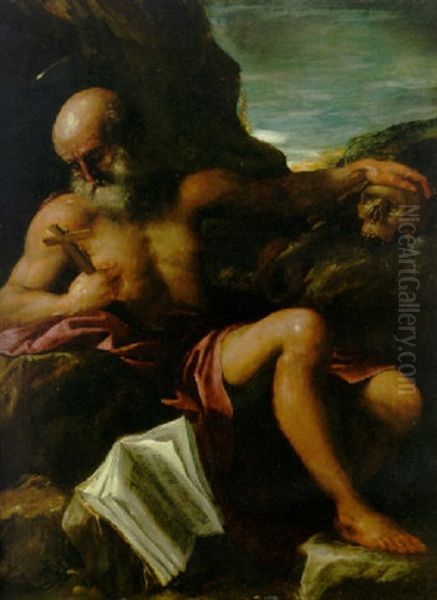 Saint Jerome In The Wilderness Oil Painting by Pietro Faccini