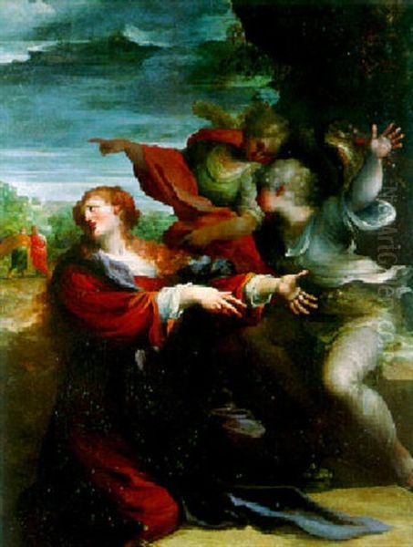 Sainte Marie-madeleine Et Deux Anges Oil Painting by Pietro Faccini