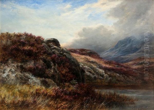 On Quiet Hillside Where The Heather Grows Near Galloway, Kirkcudbrightshire Oil Painting by James Faed the Younger