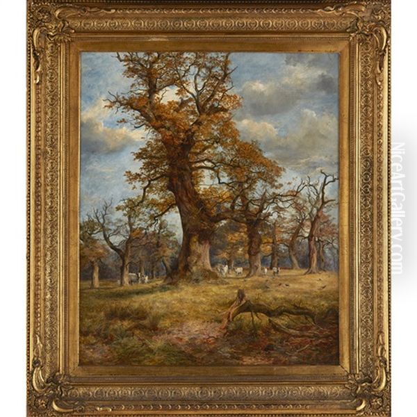 In Cadzow Forest Oil Painting by James Faed the Younger