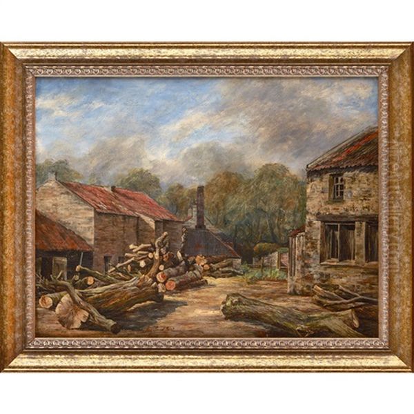 The Timber Merchant's Yard Oil Painting by James Faed the Younger