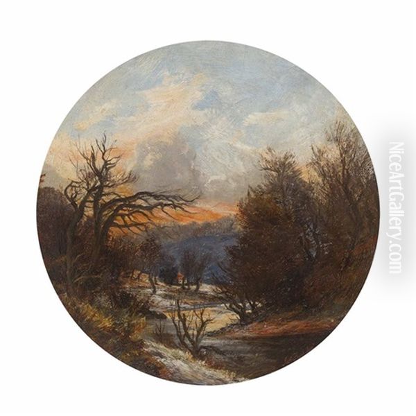 A Winter Afternoon On The Avon Near Hamilton Oil Painting by James Faed the Younger