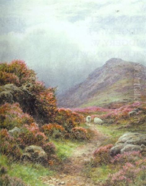 A Path On Knocknarling Hill, Newgalloway Oil Painting by James Faed the Younger