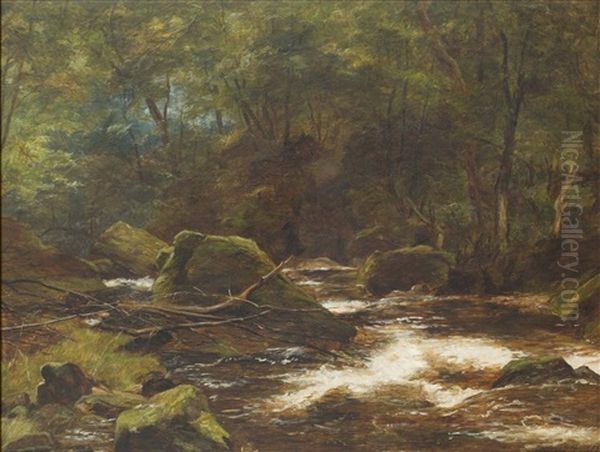 A Highland River In Spate Oil Painting by James Faed