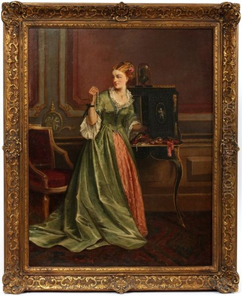 Lady Selecting Jewelry Oil Painting by Thomas Faed