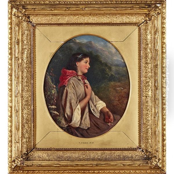 A Highland Lass Oil Painting by Thomas Faed