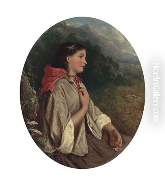 A Highland Lass Oil Painting by Thomas Faed