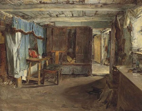 Cottage Interior Oil Painting by Thomas Faed