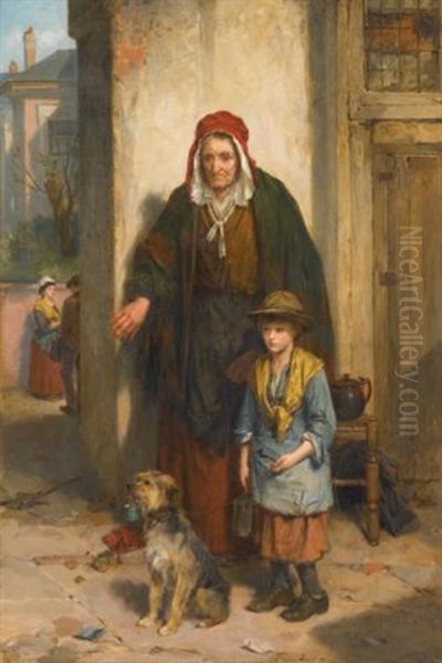 A Poor Beggar Bodie Oil Painting by Thomas Faed