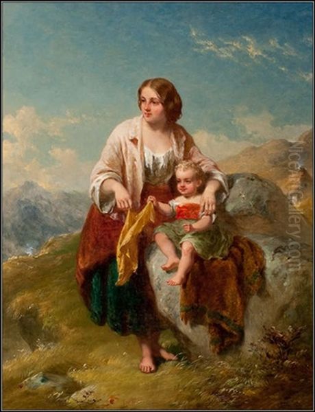 Mother And Child Oil Painting by Thomas Faed