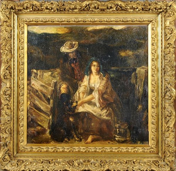 Les Fiances (sketch) Oil Painting by Thomas Faed