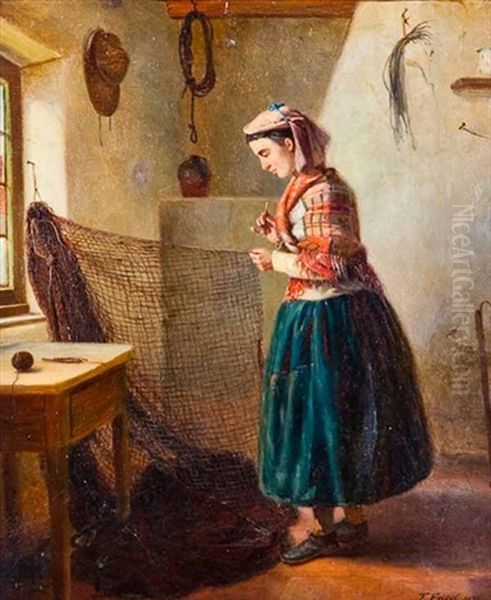 Mending The Nest Oil Painting by Thomas Faed