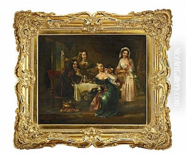 Middagssallskap Oil Painting by Thomas Faed