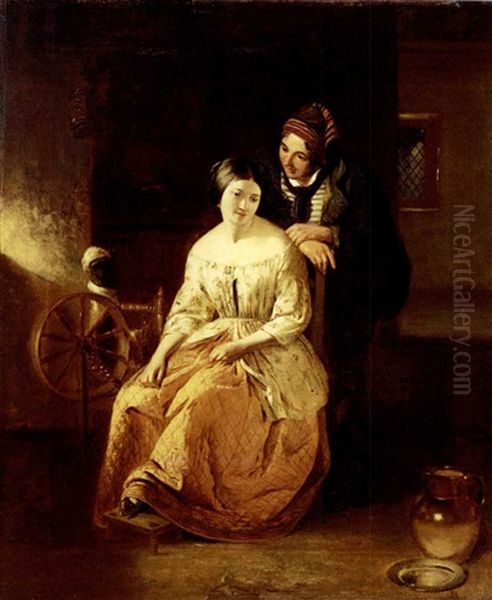 Cathering Seyton, The Proposal,  Sir Walter Scott's The Abbott Oil Painting by Thomas Faed