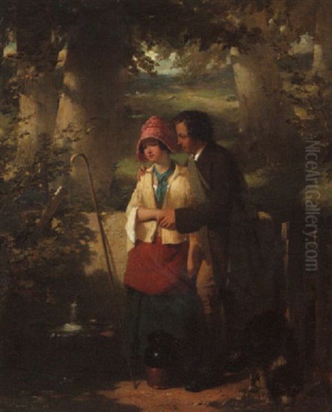 Flirtation Oil Painting by Thomas Faed