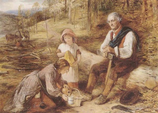 The Woodcutter's Children Oil Painting by Thomas Faed