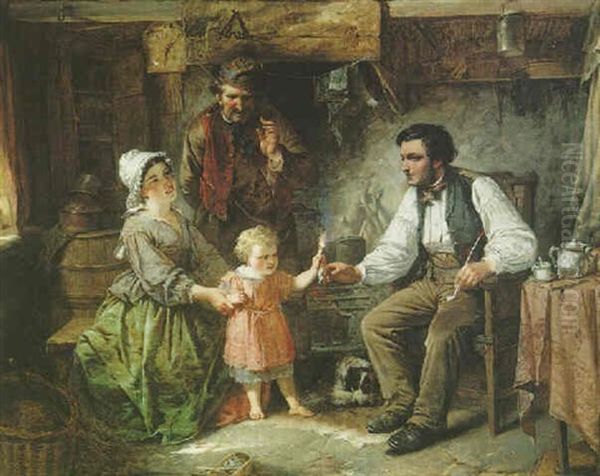 Lighting The Pipe Oil Painting by Thomas Faed