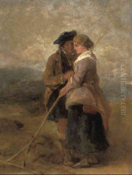 A Highland Courtship Oil Painting by Thomas Faed