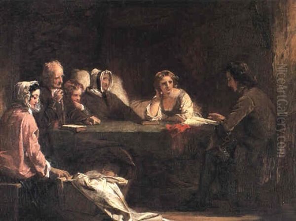 The Lesson Oil Painting by Thomas Faed