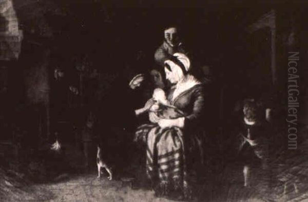 The Birth Of Burns Oil Painting by Thomas Faed