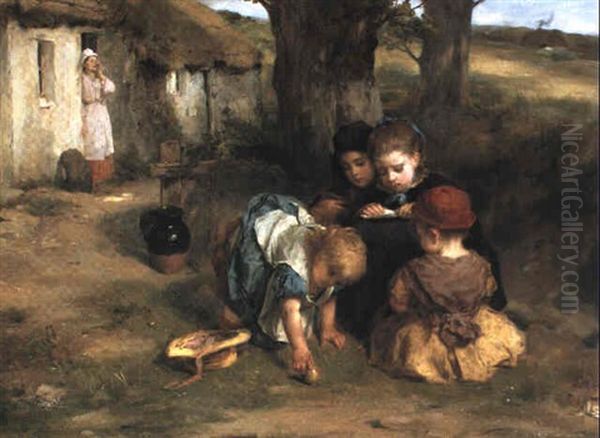 Playtime Oil Painting by Thomas Faed