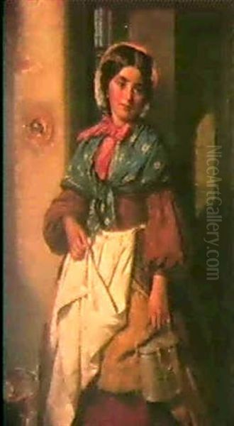 A Milk Girl Oil Painting by Thomas Faed