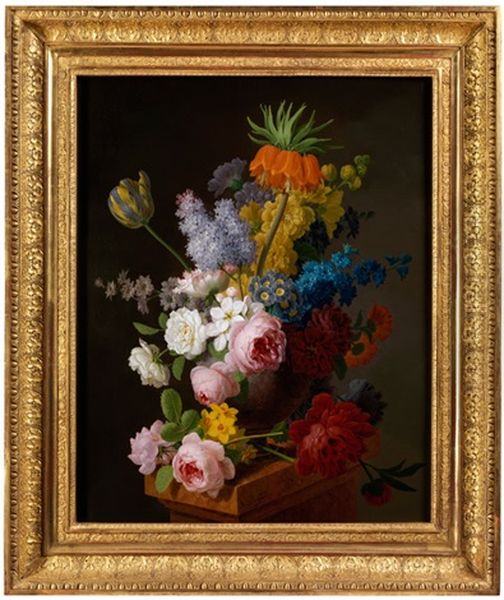 Stilleben Mit Rosen, Flieder, Tulpen, Konigskerze Und Anderen Sommerblumen Oil Painting by Pieter Faes