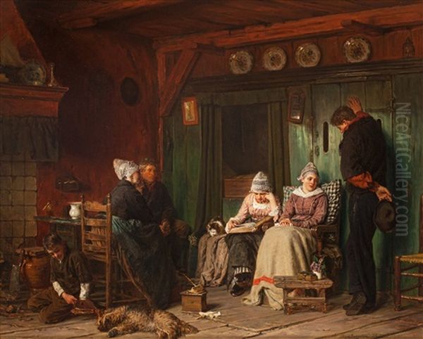 Huslig Andakt Oil Painting by Ferdinand Fagerlin