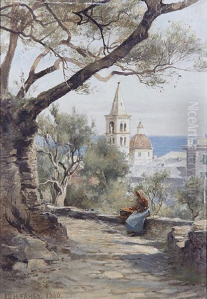 Untitled (italian View) (+ Another; Pair) Oil Painting by Edward Henry Fahey