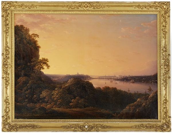 Utsigt Af Stockholm Fran Sodra Sidan Oil Painting by Carl Johan Fahlcrantz