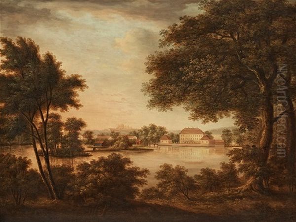 Brokinds Slott (= Brokind Palace) Oil Painting by Carl Johan Fahlcrantz