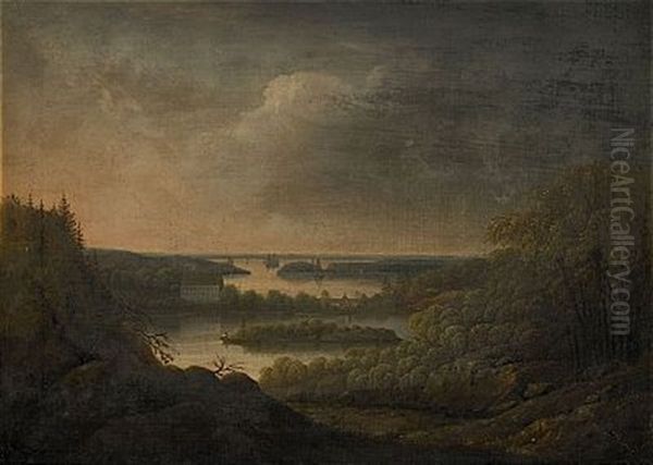 Utsikt Over Velamsunds Herrgard Oil Painting by Carl Johan Fahlcrantz