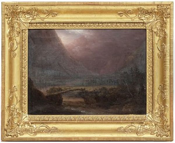 Dramatiskt Landskap Med Trabro Oil Painting by Carl Johan Fahlcrantz