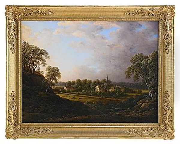 Solna Kyrka Oil Painting by Carl Johan Fahlcrantz