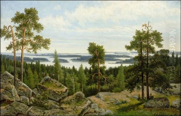 Jarvimaisema Oil Painting by Karl August Fahlgren