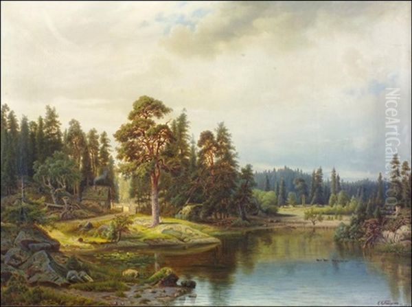 Rantamaisema Upplannista Oil Painting by Karl August Fahlgren