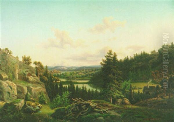 Iltavalo Oil Painting by Karl August Fahlgren